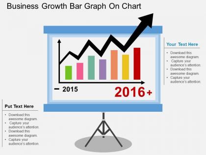 Aj business growth bar graph on chart flat powerpoint design