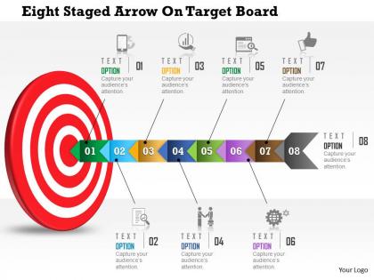 Aj eight staged arrow on target board powerpoint templets