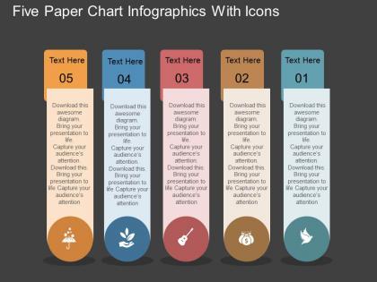 Al five paper chart infographics with icons flat powerpoint design
