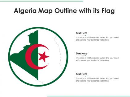 Algeria map outline with its flag