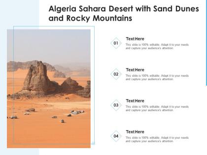 Algeria sahara desert with sand dunes and rocky mountains