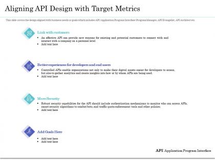 Aligning api design with target metrics ppt icon designs