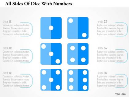 All sides of dice with numbers flat powerpoint design