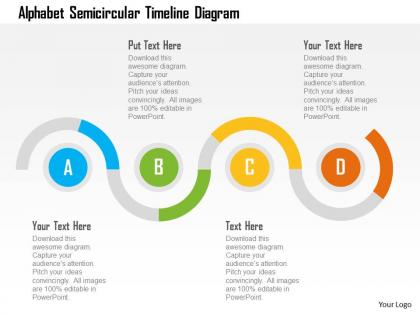 Alphabet semicircular timeline diagram flat powerpoint design