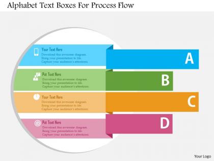 Alphabet text boxes for process flow flat powerpoint design
