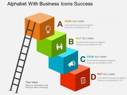 Alphabet with business icons success flat powerpoint design