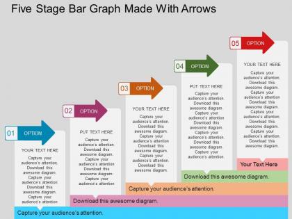 Am five staged bar graph made with arrows flat powerpoint design