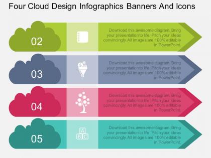 Am four cloud design infographics banners and icons flat powerpoint design