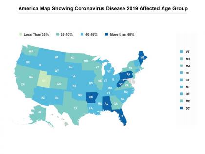 America map showing coronavirus disease 2019 affected age group