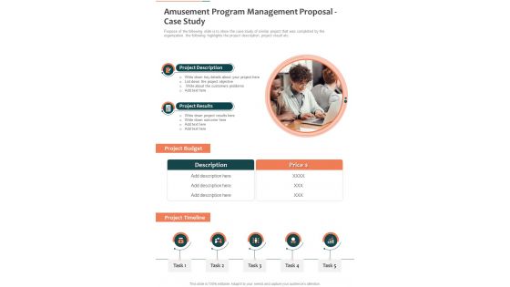 Amusement Program Management Proposal Case Study One Pager Sample Example Document