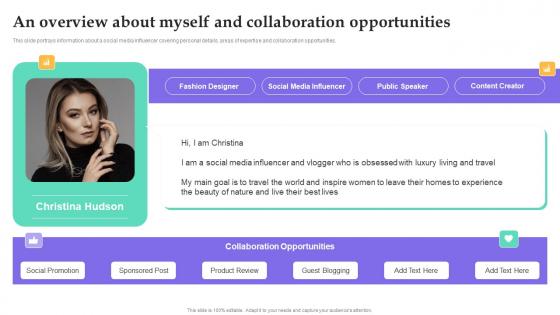 An Overview About Myself And Collaboration Opportunities Personal Branding Guide For Influencers