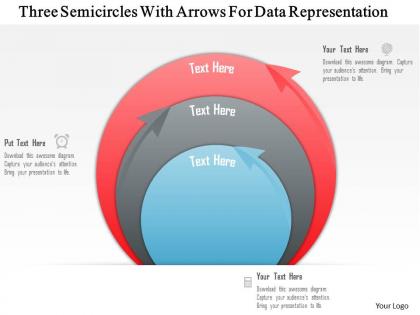 An three semicircles with arrows for data representation powerpoint template