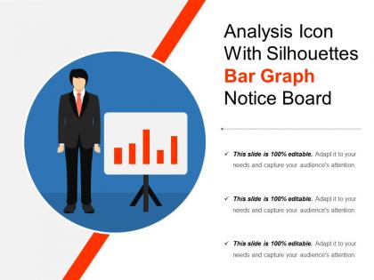Analysis icon with silhouettes bar graph notice board