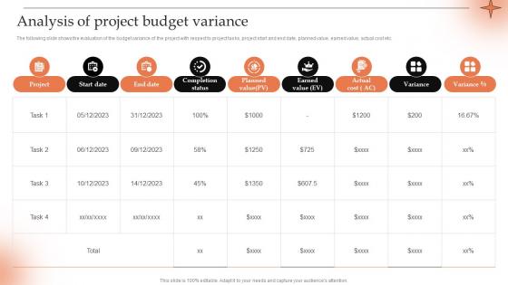 Analysis Of Project Budget Variance Conducting Project Viability Study To Ensure Profitability