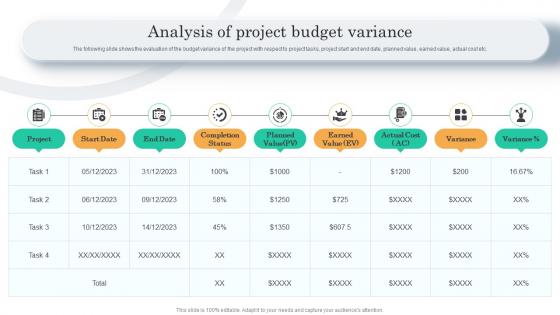 Analysis Of Project Budget Variance Project Assessment Screening To Identify