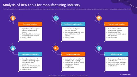Analysis Of RPA Tools For Manufacturing Industry