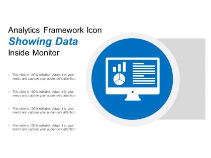 Analytics framework icon showing data inside monitor
