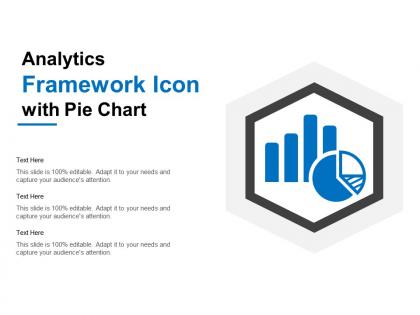 Analytics framework icon with pie chart