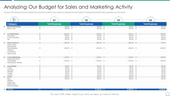 Analyzing product capabilities analyzing budget sales marketing activity