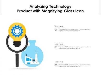 Analyzing technology product with magnifying glass icon