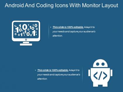 Android and coding icons with monitor layout
