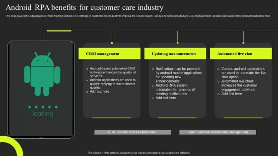 Android RPA Benefits For Customer Care Industry