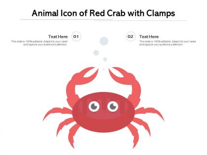 Animal icon of red crab with clamps