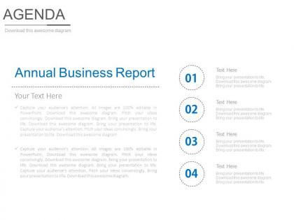 Annual business report for agenda powerpoint slides