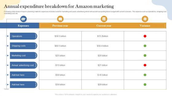 Annual Expenditure Breakdown For Amazon Marketing