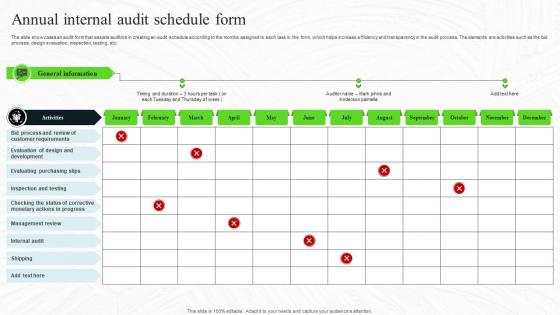 Annual Internal Audit Schedule Form