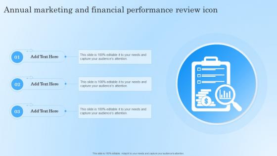 Annual Marketing And Financial Performance Review Icon