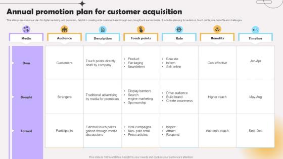Annual Promotion Plan For Customer Acquisition