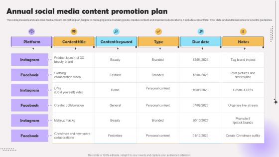 Annual Social Media Content Promotion Plan