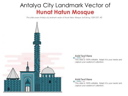 Antalya city landmark vector of hunat hatun mosque powerpoint presentation ppt template