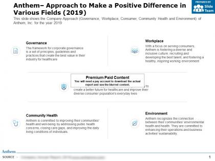 Anthem approach to make a positive difference in various fields 2019
