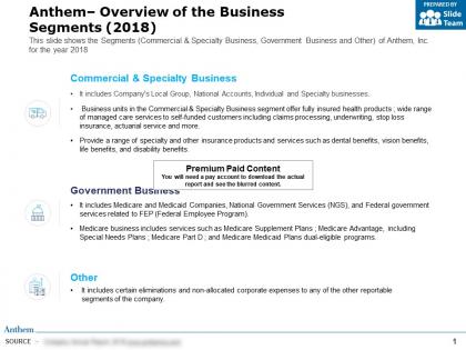 Anthem overview of the business segments 2018
