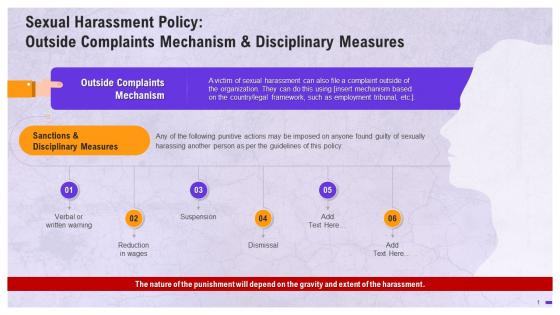 Anti Sexual Harassment Policy Complaints Mechanism And Disciplinary Measures Training Ppt