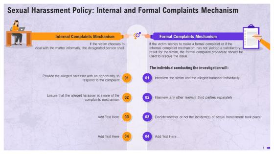 Anti Sexual Harassment Policy Internal And Formal Complaints Mechanism Training Ppt