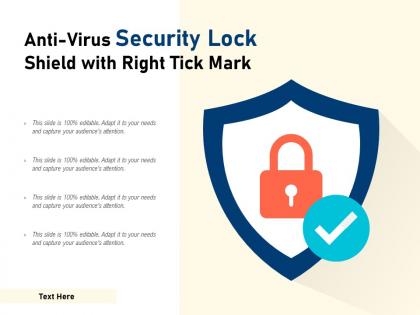 Anti virus security lock shield with right tick mark