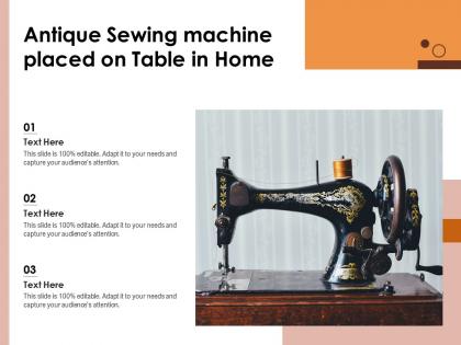 Antique sewing machine placed on table in home