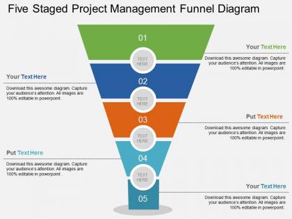 Ao five staged project management funnel diagram flat powerpoint design
