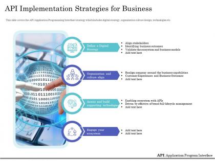 Api implementation strategies for business ppt file brochure