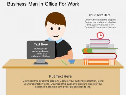 App business man in office for work flat powerpoint design