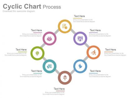 App eight staged cyclic chart for business process flat powerpoint design