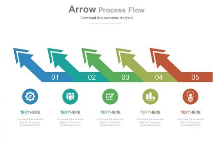 App five staged arrows process flow diagram flat powerpoint design