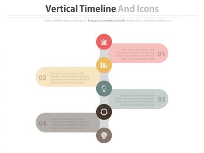 App four staged vertical timeline and icons infographics flat powerpoint design