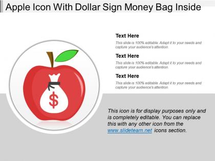 Apple icon with dollar sign money bag inside
