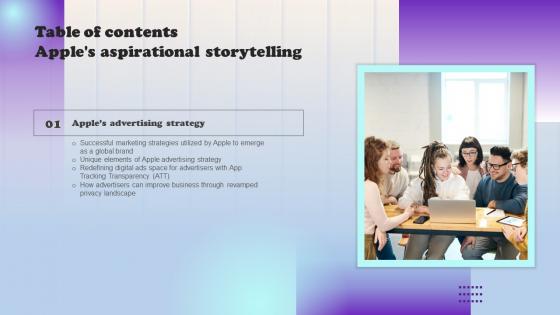 Apples Aspirational Storytelling For Table Of Contents Branding SS Ppt Layouts Model
