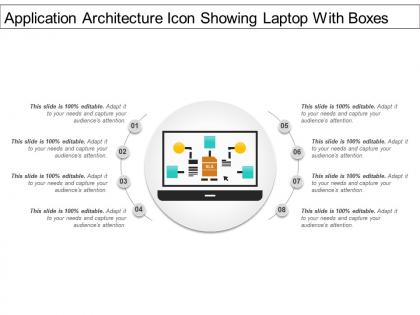 Application architecture icon showing laptop with boxes