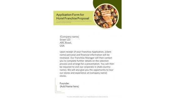Application Form For Hotel Franchise Proposal One Pager Sample Example Document